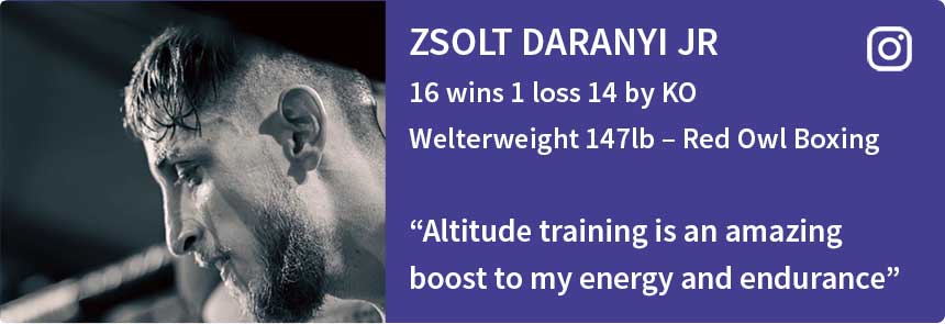 zsolt daranyi jr - 16 wins 1 loss 14 by KO Welterweight 147lb – Red Owl Boxing 'Altitude training is an amazing boost to my energy and endurance'